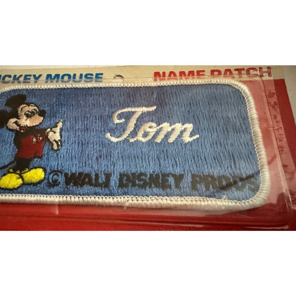 Vintage Mickey Mouse Name Jacket Patch Tom Walt Disney Productions Souvenir NIP - Picture 3 of 5